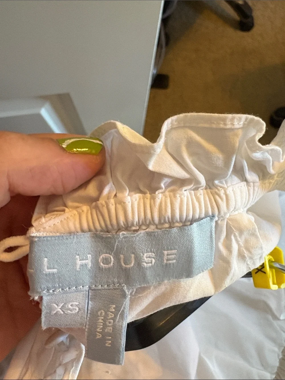 Hill House White Short-Sleeve Off-Shoulder Top